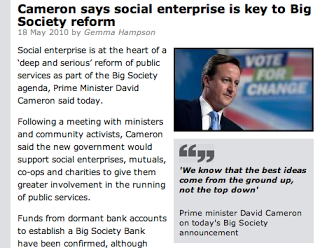 Great News — Cameron puts Social Enterprise at the heart of the solution -