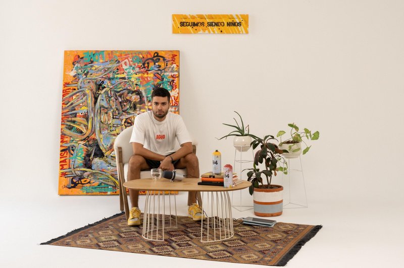 Alejandro with his art